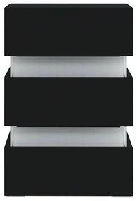 Fekete szerelt fa LED-es éjjeliszekrény 45 x 35 x 67 cm
