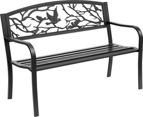 Outsunny 3-Fős Kerti Pad Kültéri Kert Stílus Vidéki Chic Erkélyre, Teraszra, 127 x 60 x 85 cm Erős, Korrózióálló Epoxival Bevonva Fekete | Aosom