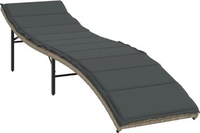 vidaXL világosszürke polyrattan napozóágy párnával 55x199x50 cm