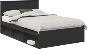 vidaXL Ágykeret fejtámlával Fekete 120 x 200 cm Tömör fenyőfa