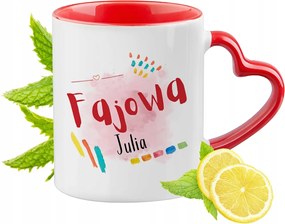 Júlia Piros Bögre Szív Alakú Füllel Ajándék