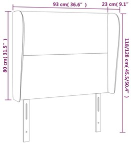 sötétbarna szövet fejtámla szárnyakkal 93 x 23 x 118/128 cm