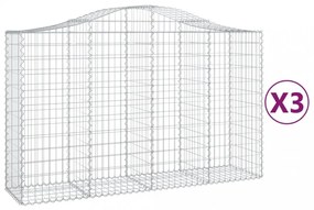 3 db íves horganyzott vas gabion kosár 200x50x120/140 cm