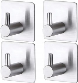 4 x Akasztók Öntapadós Akasztók Fürdőszobai Fogantyúk Fém 4db Ezüst