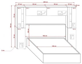 Prince Panama 8 hálószoba bútor magasfényű fehér (240cm)