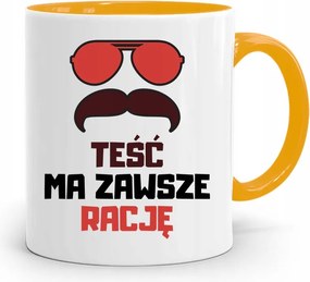 Sárga Bögre Apósnak Az Apósnak Mindig Igaza Van! fényképes nyomattal