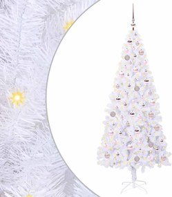 vidaXL Mű karácsonyfa 300 LED-del állvánnyal Fehér 180 cm PVC és Acél