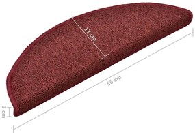 15 db lépcsőszőnyeg 56 x 17 x 3 cm bordó félkör alakú