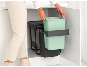 Mentazöld-sötétszürke műanyag szelektív beépíthető szemetes 30 l Sort&amp;Go – Brabantia