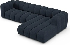 Sötétkék zsenília sarokkanapé (jobb oldali-heverő résszel) Lupine – Micadoni