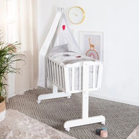 Fehér gurulós baldachinos bölcső 40x90 cm Adam &amp; Eule – Roba
