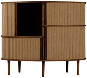 Barna-világosbarna szekrény tolóajtóval, tölgyfa dekorral 120x100x50 cm Audacious – UMAGE