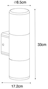 Modern kültéri fali lámpa fekete 2 lámpás IP44 - Odense