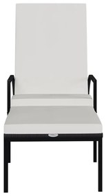 2 db fekete polyrattan napozóágy lábtartóval