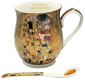 Klimt porcelán öblös bögre kanállal 350 ml A Csók