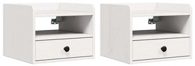 Éjjeli asztal 2 pcs Fehér 38 x 36 x 29.5 cm Tömör fenyőfa