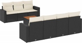 vidaXL 8 részes fekete polyrattan kerti ülőgarnitúra párnákkal