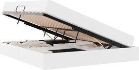 vidaXL Ágy tárolóval és matraccal matracmal tárolóval 2 pcs Fehér Bőr