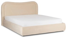 Bézs Bársony Franciaágy Ágyneműtartóval. 160x200 HAGA