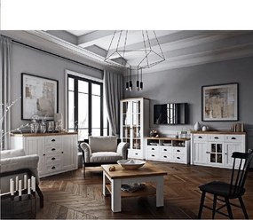 Vitrines szekrény, sosna Andersen/tölgy lefkas, PROVANCE W1S