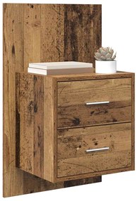 vidaXL Fali éjjeli szekrény 2 pcs Öreg fa 48,5 x 32,5 x 80 cm Faanyag