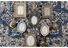 Antikolt rózsaszín vintage képkeret arany dísszel 10x15 cm