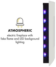 Lausanne, elektromos kandalló, 2000 W, LED lángok, távirányító, fehér