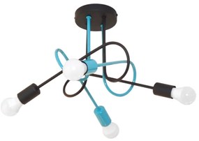 Felületre szerelhető csillár OXFORD 4xE27/15W/230V fekete/türkiz