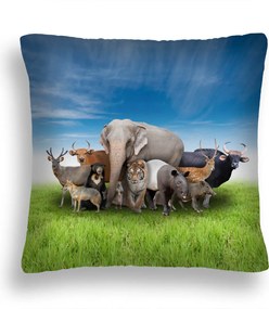 Párna 19 Afrikai Állatok Zöld Kék 50X50