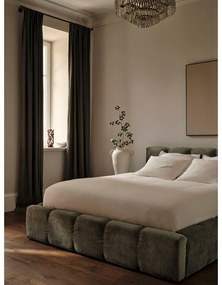 Zöld kárpitozott ágyneműtartós franciaágy ágyráccsal 180x200 cm Lupine – Micadoni Home
