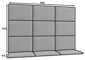 Kárpitozott panel 12 db. Quadra 180x120 cm (sötétszürke). 1051993