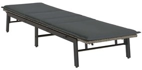 Szürke polyrattan napozóágy párnával