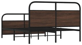 barna tölgy színű fém ágykeret matrac nélkül 137 x 190 cm