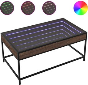vidaXL barna tölgy végtelen hatású LED-es dohányzóasztal 90x50x41 cm