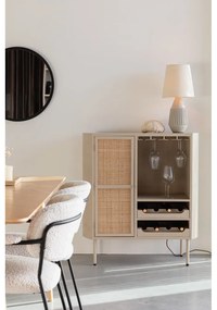 Krémszínű rattan bortartó szekrény, palackok száma 8, 90x100 cm Amaya – White Label