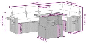 6 részes bézs polyrattan kerti ülőgarnitúra párnával