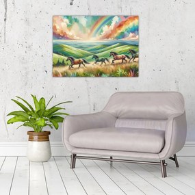 Kép – Vágtázó lovak a tájban (70x50 cm)