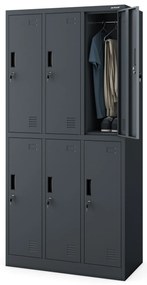6 ajtós IGOR öltözőszekrény, 900 x 1850 x 450 mm, antracit