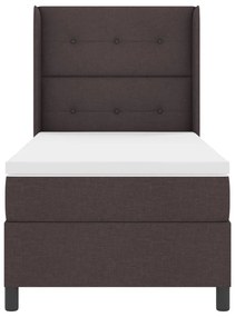 Boxspring Ágy Matrac &amp; LED Sötétbarna 90x200 cm Szövet