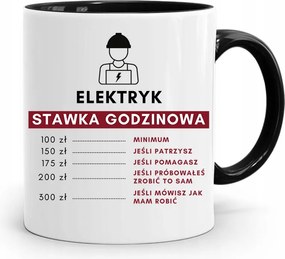 Bögre Fekete Ajándék Villanyszerelő Óradíj fényképes nyomtatással