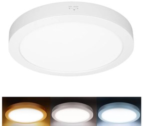 Solight WD244-W - 2 az 1-ben LED-panel 24W/230V 3000/4000/6000K, átmérő 30 cm, IP54, fehér