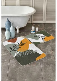 Zöld bársony fürdőszobai kilépő szett 2 db-os 60x100 cm Illustrated Autumn – Mila Home