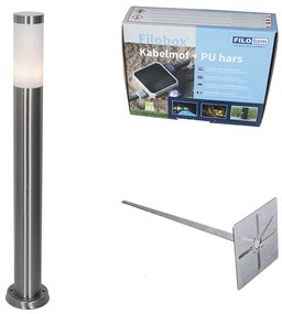 Modern kültéri kút lámpa acélból opállal 80 cm IP44 - Rox