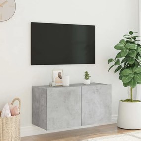 betonszürke falra szerelhető TV-szekrény LED-del 80x35x41 cm