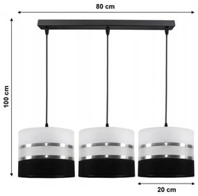 Csillár zsinóron CORAL 3xE27/60W/230V fekete-fehér