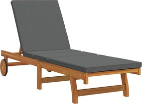 vidaXL Napozó párnával 1-személy Barna 63 x 199 x 85cm Tömör akácfa