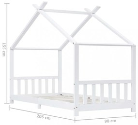 fehér tömör fenyőfa gyerekágy-keret 90 x 200 cm