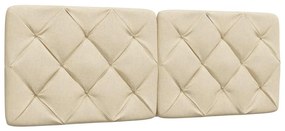 krémszínű szövet ágykeret LED-es matrac nélkül 140 x 200 cm