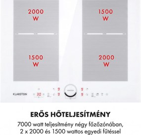 Klarstein Delicatessa 60, beépített indukciós főzőlap, 7000 W, 4 zóna, üvegkerámia, fekete