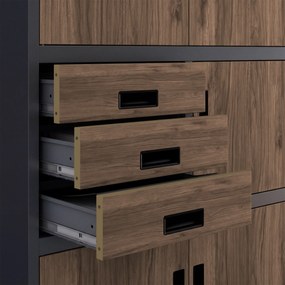 Fém irodai szekrény széffel, antracit, dió, 900x1850x400 mm: FILIP II Eco Design
